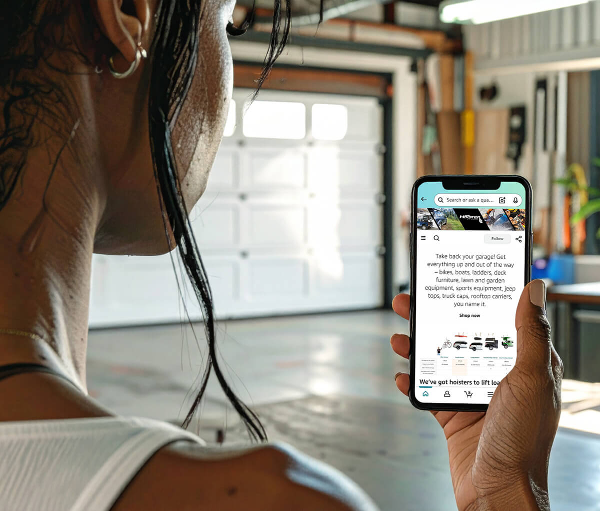 Image of an iPhone showing an Amazon product page on Harken's Amazon store.